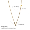 18K gold plated stainless steel V-shaped letter pendant necklace with zircon stones - Letter V Style (XL543WEGV)