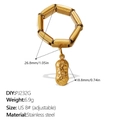 Adjustable 18K gold plated stainless steel ring with a unique peanut charm pendant - US 8# (Adjustable) / Peanut Shape (JZ139G8#-PJ232G)