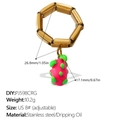 Gold stainless steel adjustable ring with a bright pink dragon fruit charm and enamel detail - US 8# (Adjustable) / Pitaya Shape (JZ139G8#-PJ598CRG)