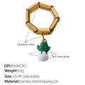 Adjustable golden stainless steel chain ring featuring a green cactus fruit charm - US 8# (Adjustable) / Cactus Shape (JZ139G8#-PJ606CRG)