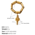 Adjustable gold stainless steel ring with strawberry ice cream cone charm - US 8# (Adjustable) / Ice Cream Shape (JZ139G8#-PJ687G)