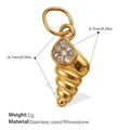 Golden stainless steel snail shell pendant with rhinestones 14.7mm ocean jewelry charm - Conch Style / Gold