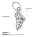 Silver stainless steel conch shell pendant with sparkling rhinestones for jewelry making - Conch Style / Silver