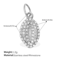 Polished stainless steel oval charm with pavé rhinestones for DIY jewelry making - Oval Marquise Style / Silver