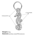 Detailed seahorse pendant crafted from stainless steel with sparkling rhinestones - Seahorse Style / Silver