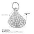 Teardrop pendant charm in stainless steel with sparkling rhinestones for DIY jewelry - Pear Shape / Silver