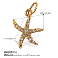 Gold starfish charm in stainless steel with white rhinestones for DIY jewelry making - Starfish / Gold