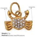 Golden stainless steel crab charm with sparkling rhinestones for DIY jewelry - Crab Style / Gold