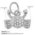 Polished stainless steel crab pendant with white rhinestones for DIY jewelry making - Crab Style / Silver