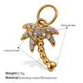 Golden stainless steel coconut tree charm with inlaid white rhinestones for jewelry DIY - Palm Tree Design / Gold