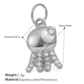 Sparkling octopus charm in stainless steel with rhinestones for DIY jewelry making - Octopus Style / Silver