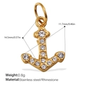 Elegant gold stainless steel anchor pendant with sparkling rhinestones for DIY jewelry - Anchor Style / Gold