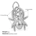 Polished stainless steel spider pendant charm with rhinestones for DIY jewelry making - Spider Style / Silver