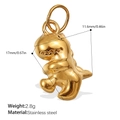 Golden T-Rex dinosaur pendant in stainless steel for DIY jewelry making 17mm - Dinosaur Style / Gold