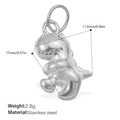 Polished stainless steel 3D dinosaur pendant charm for jewelry making with silver finish - Dinosaur Style / Silver