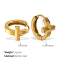 Goldene Edelstahl-Ohrringe mit 3D T-Design und hochwertiger 18K Goldbeschichtung - Goldener T-Form-Stil (EH1177G)
