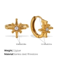 Goldene Creolen aus Edelstahl mit Kristallstern-Anhänger, 13,1 mm hoch, 2,2 g Gewicht - Goldener Weißer Strassstern (EH1178WEG)
