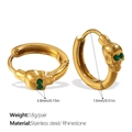 Vergoldete Edelstahl-Skull-Ohrringe mit grünen Strasssteinen im Punk-Stil - Goldener Grüner Strass-Totenkopf (EH1180GNG)
