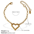 18k gold plated stainless steel heart clasp bracelet with adjustable 16+5cm fine link chain - Heart Clasp Fine Chain Bracelet (SL191G)