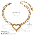 Minimalist 18k gold plated stainless steel hollow heart bracelet with adjustable chain - Heart Pendant Bracelet (SL193G)