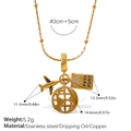 Gold stainless steel travel necklace with airplane, passport and globe charms - Plane Passport Globe Style (PJ827G)