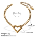 Minimalist French style 18k gold plated stainless steel hollow heart charm bracelet - Heart Carabiner Cuban Chain Bracelet (SL200G)