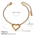 Polished 18k gold plated stainless steel hollow heart pendant bracelet with lobster clasp - Heart Pendant Bracelet (SL201G)