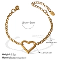 18k gold plated stainless steel heart clasp bracelet with adjustable link chain - Heart Clasp Ring Chain Bracelet (SL203G)