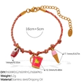 18K gold plated stainless steel bracelet with strawberry and shoe charms for women - Sneaker Heart Cup Ice Cream Bracelet (SL385PKG1)