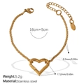 18k gold plated stainless steel heart pendant bracelet with adjustable extender chain - Heart Pendant Woven Chain Bracelet (SL206G)