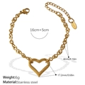 18k gold plated stainless steel infinity link bracelet with a hollow heart pendant - Heart Pendant Infinity Chain Bracelet (SL209G)