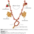 DIY knotted cord necklace with strawberry, bee and tennis racket charms in red and gold - Strawberry Bee Tennis Racket Necklace (XL785PKG2)