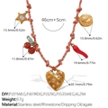 Rainbow woven cord necklace with diverse star and cherry charms, 46+5cm length - Star Coin Heart Agate Cherry Necklace (XL785PKG3)