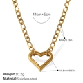 18k gold plated stainless steel heart pendant necklace with figaro chain details - Heart Pendant Figaro Chain Necklace (XL487G)