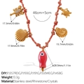 Bohemian 18K gold-plated stainless steel necklace with ocean charms and red fish pendant - Crab Turtle Shell Fish Necklace (XL785PKG5)