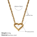 Golden stainless steel heart clasp chain necklace with 18k gold plating and chunky link - Heart Clasp Necklace (XL489G)