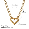 18k gold-plated stainless steel chain necklace with heart toggle clasp 44cm - Heart Carabiner Clasp Necklace (XL492G)