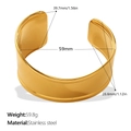 Brazalete ancho irregular de acero inoxidable dorado pulido con estilo minimalista - Dorado