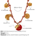 DIY charm bracelet in 18K gold plated stainless steel with strawberry and heart charms - Bear Banana Apple Red Fruit Necklace (XL785PKG10)
