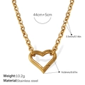 French style hollow heart pendant necklace in 18k gold plated stainless steel finish - Heart Charm O-Chain Necklace (XL494G)
