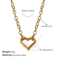 Minimalist 18k gold plated stainless steel hollow heart pendant necklace for women - Heart Charm Ring Link Necklace (XL496G)