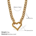 Golden heart-shaped carabiner necklace in 18k gold-plated stainless steel cuban chain - Heart Carabiner Cuban Chain Necklace (XL497G)