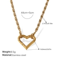 Polished 18k gold plated stainless steel chunky chain necklace with heart pendant - Heart Pendant Thick Chain Necklace (XL498G)