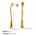 Boucles d'oreilles en acier inoxydable plaqué or 18 carats avec design vague de lave - Style Longue Lave EH1185 / Or