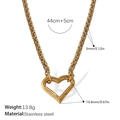 Golden stainless steel heart pendant necklace with thick wheat chain 18k plated - Heart Pendant Wheat Chain Necklace (XL501G)