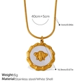 Gold bee necklace with white shell pendant in stainless steel and snake chain - White Shell Bee Necklace (XL174G)