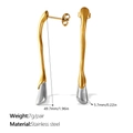 Boucles d'oreilles pendantes bicolores or et argent en acier inoxydable, 49,7 mm - Style Longue Lave EH1185 / Bicolore Or Argent