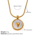 18K gold plated stainless steel heart necklace with white shell inlay pendant - White Shell Heart Necklace (XL794WEG)