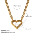 18k gold plated stainless steel curb chain necklace with a heart carabiner clasp - Heart Carabiner Pendant Necklace (XL504G)