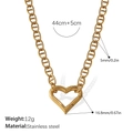 Gold plated stainless steel heart necklace with marina chain and size measurements - Heart Pendant Necklace (XL505G)